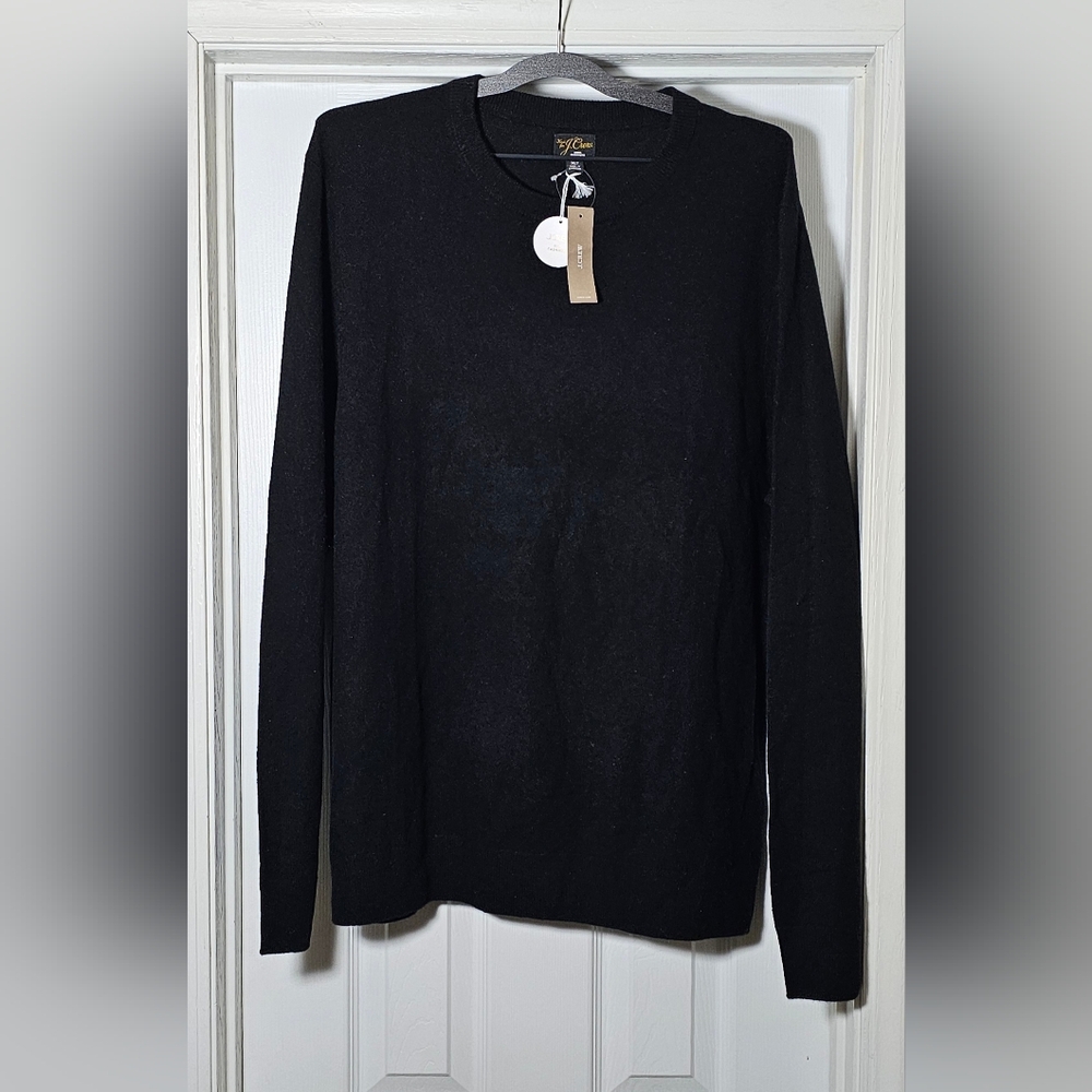 J.Crew Mens 100% Cashmere Crewneck Sweater Size XLT Black Knit